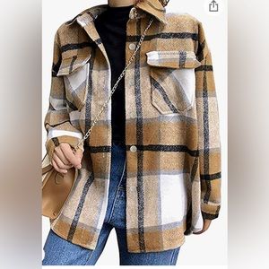 Orange plaid shacket